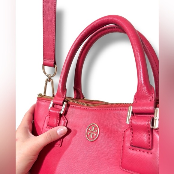 Tory Burch Robinson Double Zip Bag Saffiano Leather Crossbody Tote Poppy Red - Picture 6 of 11